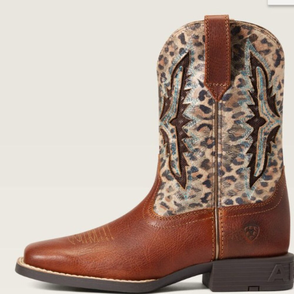 ARIAT Kids Koel Western Cowboy Boots - SIze 2.5 Brown and Teal
